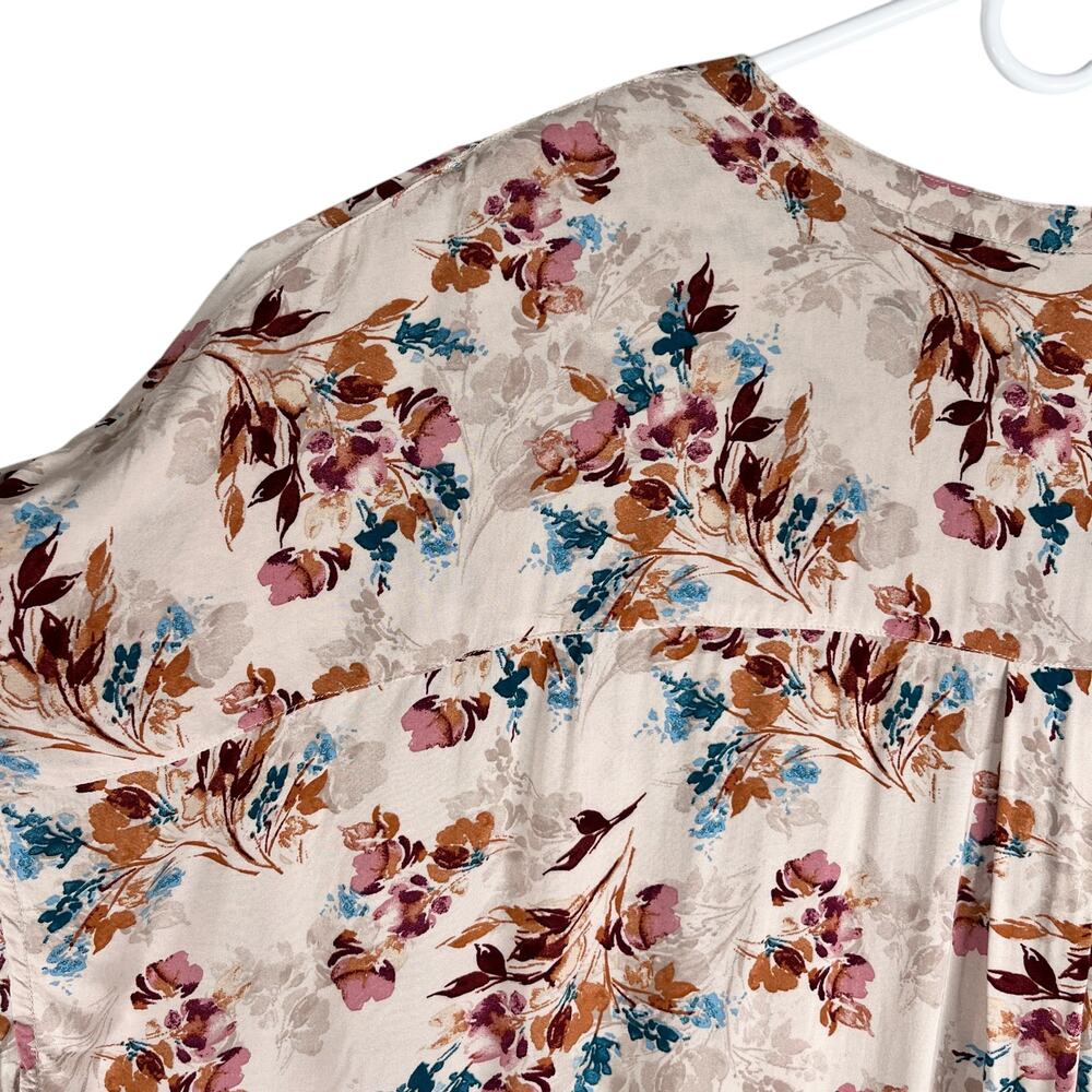 Torrid Floral Button Up Top Shirt 5 Wine Stretch 28 - Picture 13 of 14